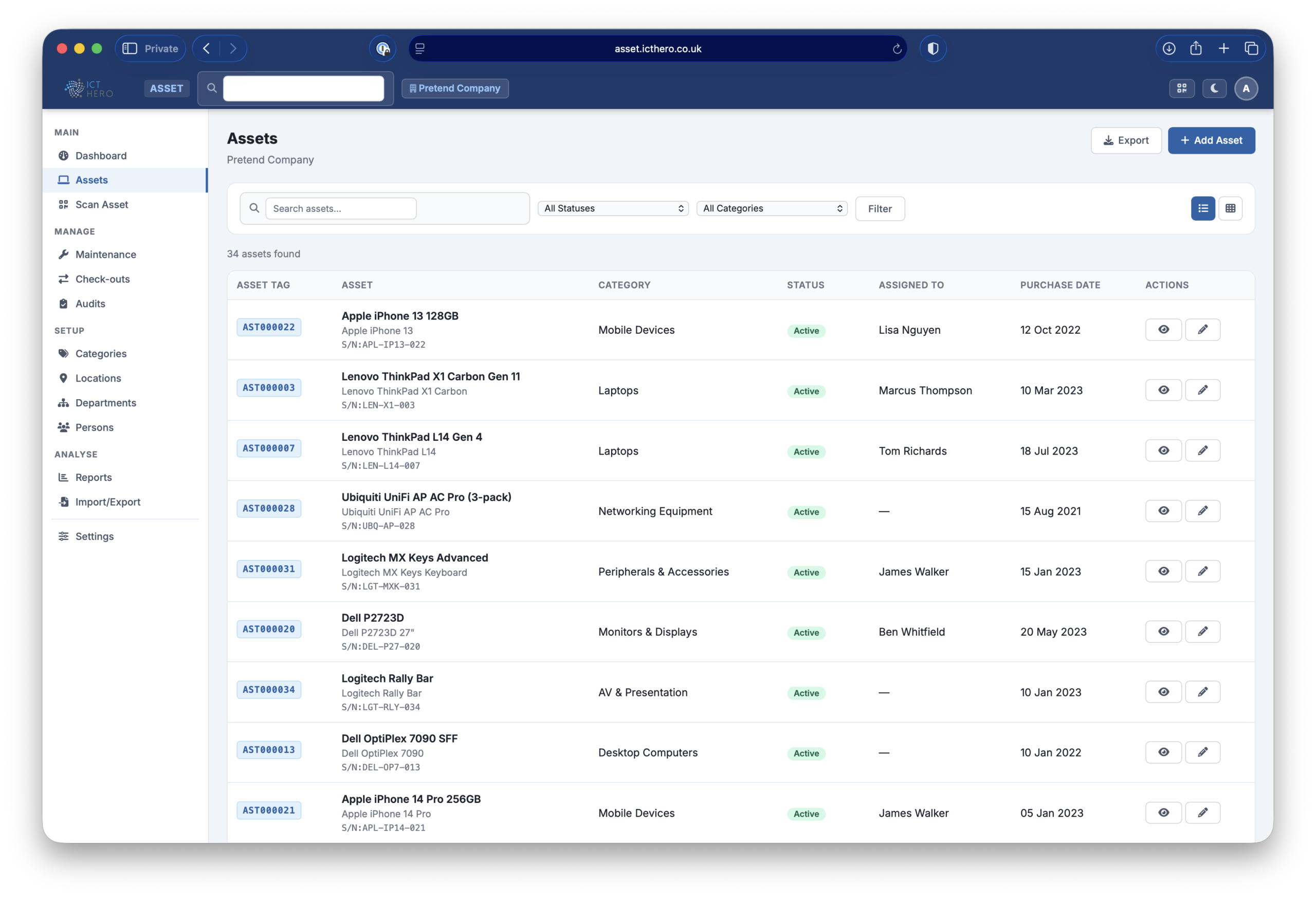 Asset List View